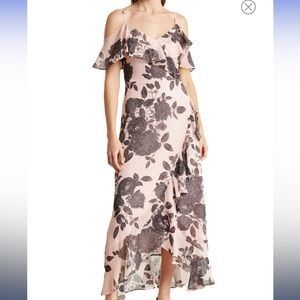 Nordstrom London Times Ruffle Cold Shoulder Maxi Dress US size 8